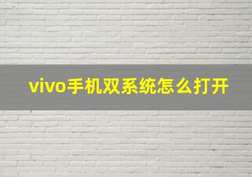 vivo手机双系统怎么打开