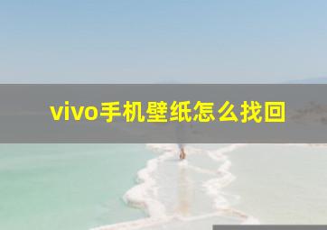 vivo手机壁纸怎么找回