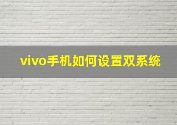 vivo手机如何设置双系统