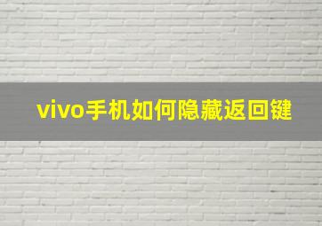 vivo手机如何隐藏返回键