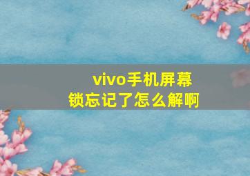 vivo手机屏幕锁忘记了怎么解啊