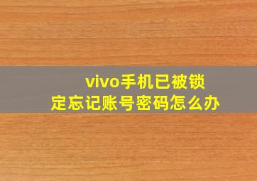 vivo手机已被锁定忘记账号密码怎么办