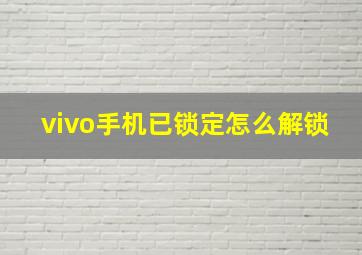 vivo手机已锁定怎么解锁