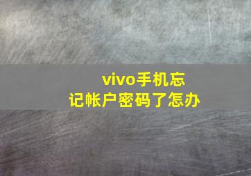 vivo手机忘记帐户密码了怎办