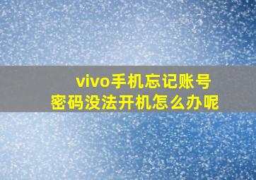 vivo手机忘记账号密码没法开机怎么办呢