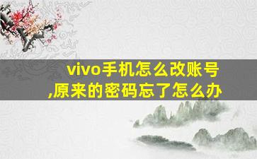 vivo手机怎么改账号,原来的密码忘了怎么办