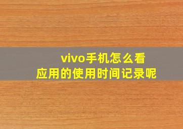 vivo手机怎么看应用的使用时间记录呢