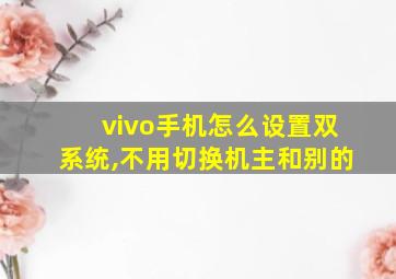 vivo手机怎么设置双系统,不用切换机主和别的