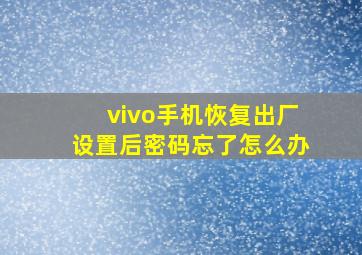 vivo手机恢复出厂设置后密码忘了怎么办