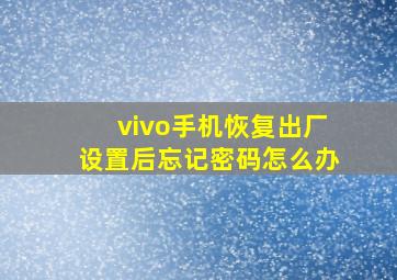 vivo手机恢复出厂设置后忘记密码怎么办