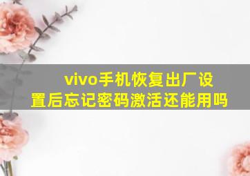 vivo手机恢复出厂设置后忘记密码激活还能用吗