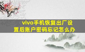 vivo手机恢复出厂设置后账户密码忘记怎么办