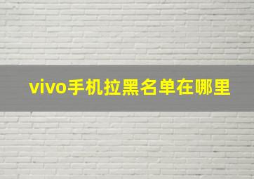 vivo手机拉黑名单在哪里