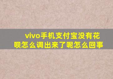 vivo手机支付宝没有花呗怎么调出来了呢怎么回事