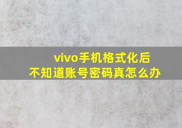 vivo手机格式化后不知道账号密码真怎么办