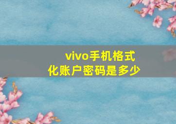 vivo手机格式化账户密码是多少