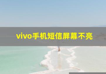 vivo手机短信屏幕不亮