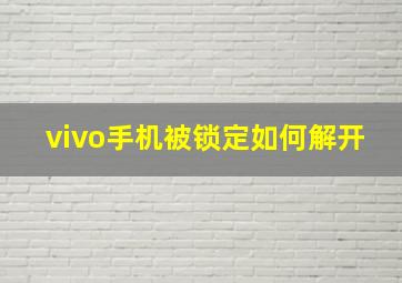 vivo手机被锁定如何解开