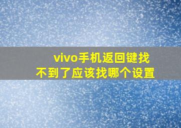 vivo手机返回键找不到了应该找哪个设置