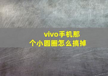 vivo手机那个小圆圈怎么搞掉