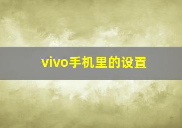 vivo手机里的设置