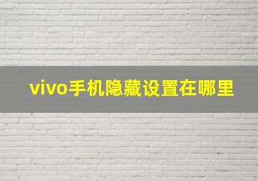 vivo手机隐藏设置在哪里