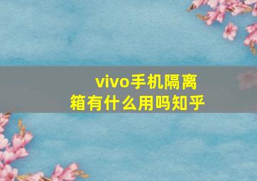 vivo手机隔离箱有什么用吗知乎