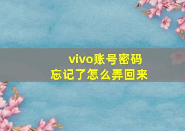 vivo账号密码忘记了怎么弄回来