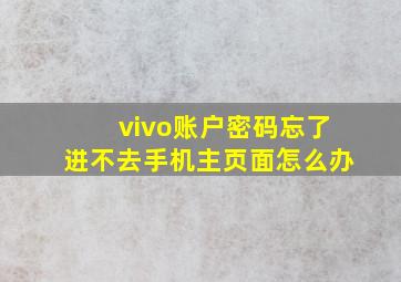 vivo账户密码忘了进不去手机主页面怎么办