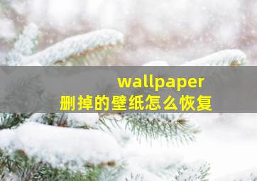 wallpaper删掉的壁纸怎么恢复