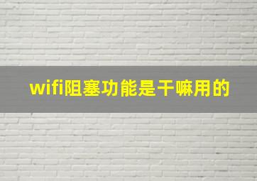 wifi阻塞功能是干嘛用的