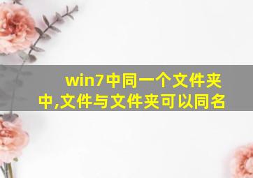 win7中同一个文件夹中,文件与文件夹可以同名