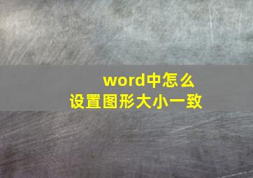 word中怎么设置图形大小一致