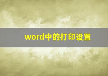 word中的打印设置