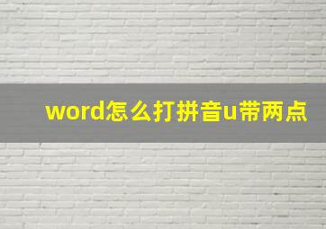 word怎么打拼音u带两点