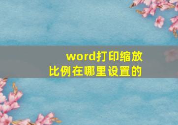 word打印缩放比例在哪里设置的