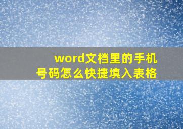 word文档里的手机号码怎么快捷填入表格