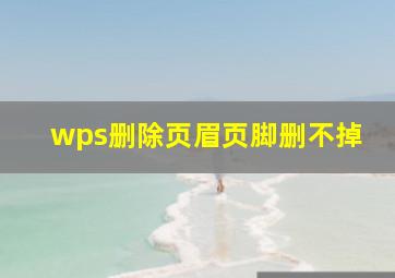 wps删除页眉页脚删不掉