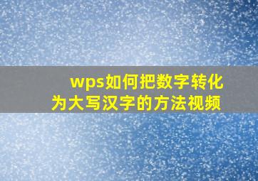 wps如何把数字转化为大写汉字的方法视频