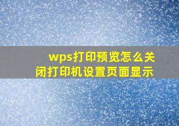 wps打印预览怎么关闭打印机设置页面显示