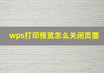 wps打印预览怎么关闭页面