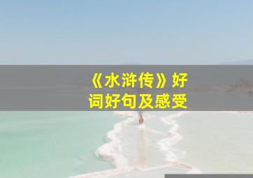 《水浒传》好词好句及感受