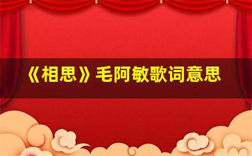 《相思》毛阿敏歌词意思