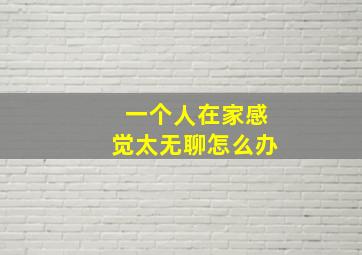 一个人在家感觉太无聊怎么办