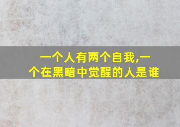 一个人有两个自我,一个在黑暗中觉醒的人是谁