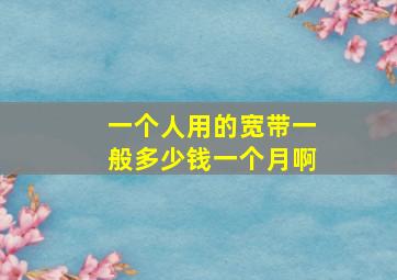 一个人用的宽带一般多少钱一个月啊