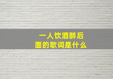 一人饮酒醉后面的歌词是什么