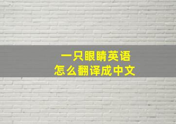 一只眼睛英语怎么翻译成中文