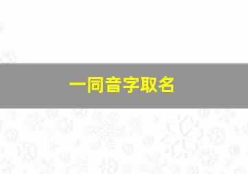 一同音字取名