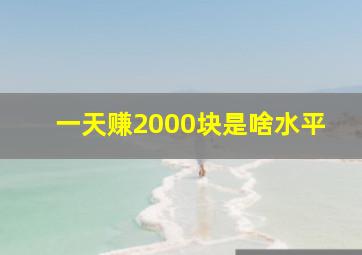 一天赚2000块是啥水平